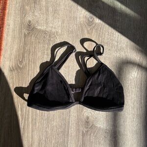 Ribbed Triangle Bikini Top - Black